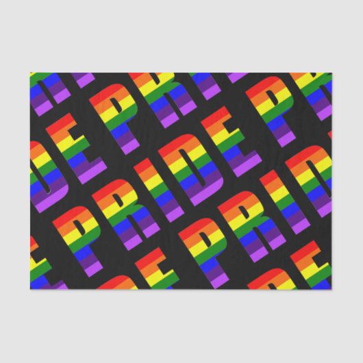 Rainbow Pride Text Art op Custom Black Color Tissuepapier (Voorkant)