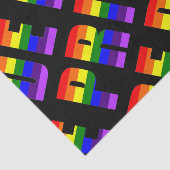 Rainbow Pride Text Art op Custom Black Color Tissuepapier (Detail)