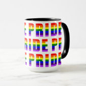 Rainbow Pride Text Art over aangepaste kleur Mok (Voorkant rechts)