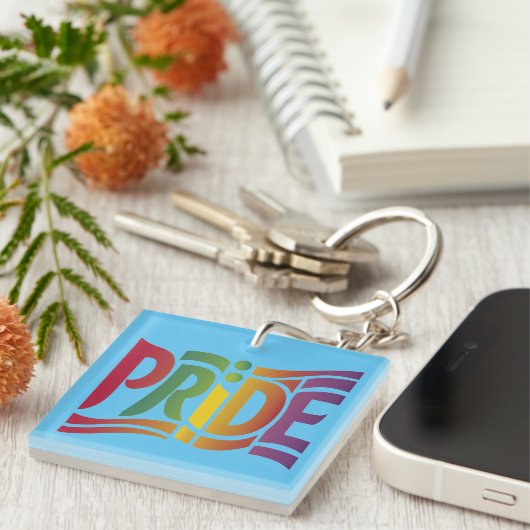 Rainbow Pride Typographic - Bold LGBTQ+ Statement Sleutelhanger (Voorkant Rechts)