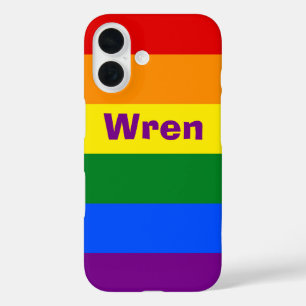 Rainbow Pride Vlag Naam of Monogram iPhone 16 Hoesje