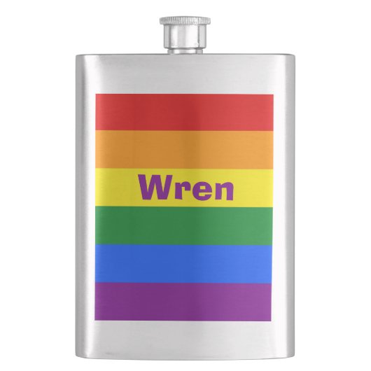 Rainbow Pride Vlag Naam of Monogram Flacon (Voorkant)