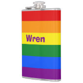 Rainbow Pride Vlag Naam of Monogram Heupfles (Links)
