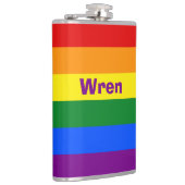 Rainbow Pride Vlag Naam of Monogram Heupfles (Rechts)