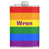 Rainbow Pride Vlag Naam of Monogram Heupfles (Voorkant)