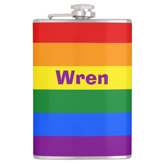 Rainbow Pride Vlag Naam of Monogram Heupfles (Voorkant)