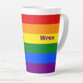 Rainbow Pride Vlag Naam of Monogram Latte Mok (Rechterhoek)