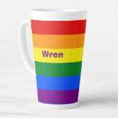 Rainbow Pride Vlag Naam of Monogram Latte Mok (Linkerhoek)