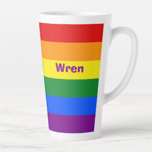 Rainbow Pride Vlag Naam of Monogram Latte Mok
