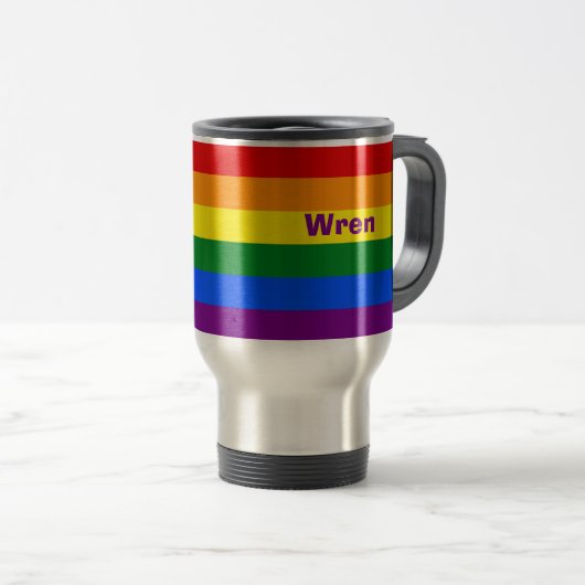 Rainbow Pride Vlag Naam of Monogram Reisbeker (Voorkant rechts)