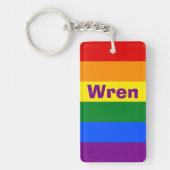 Rainbow Pride Vlag Naam of Monogram Sleutelhanger (Voorkant)