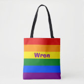 Rainbow Pride Vlag Naam of Monogram Tote Bag (Voorkant)