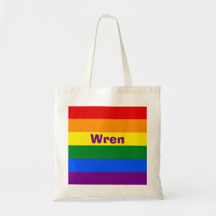 Rainbow Pride Vlag Naam of Monogram Tote Bag