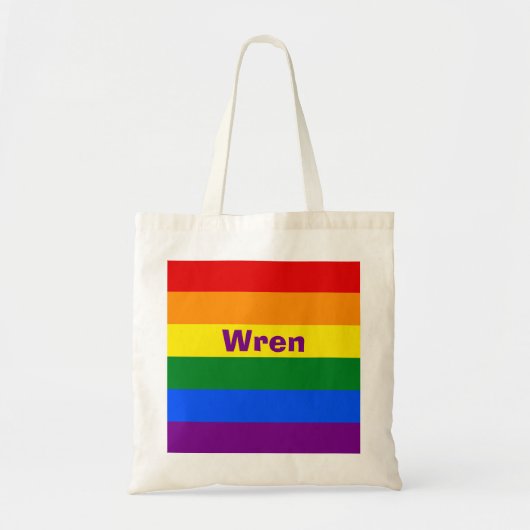 Rainbow Pride Vlag Naam of Monogram Tote Bag (Voorkant)