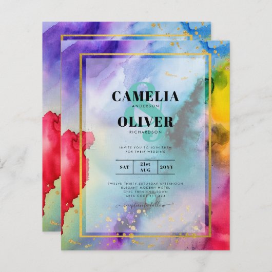 RAINBOW PRIDE WEDDING INVITATION Ink LeahG (Voorkant / Achterkant)