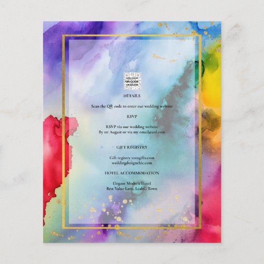 RAINBOW PRIDE WEDDING INVITATION Ink LeahG (Achterkant)