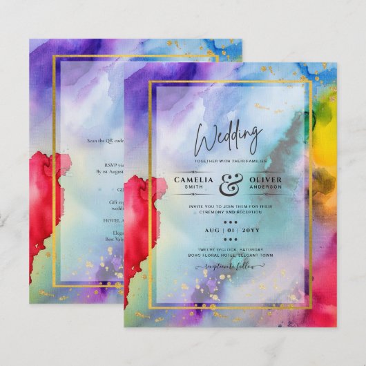 RAINBOW PRIDE WEDDING INVITATION Ink LeahG (Voorkant / Achterkant)