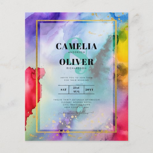 RAINBOW PRIDE WEDDING INVITATION Ink LeahG Flyer (Voorkant)