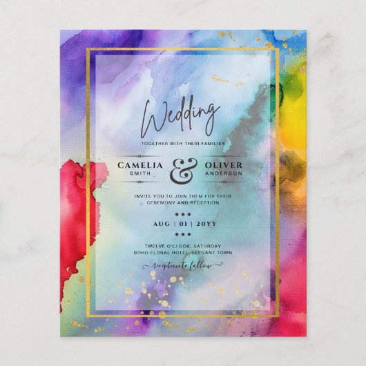RAINBOW PRIDE WEDDING INVITATION Ink LeahG Flyer (Voorkant)