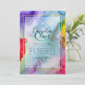 RAINBOW PRIDE WEDDING INVITATION Ink LeahG Kaart (Staand voorkant)