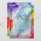 RAINBOW PRIDE WEDDING INVITATION Ink LeahG Kaart (Voorkant / Achterkant)