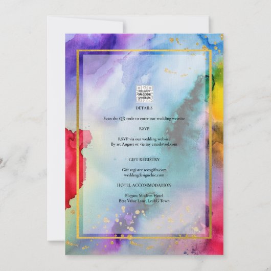 RAINBOW PRIDE WEDDING INVITATION Ink LeahG Kaart (Achterkant)