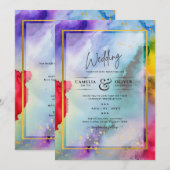 RAINBOW PRIDE WEDDING INVITATION Ink LeahG Kaart (Voorkant / Achterkant)