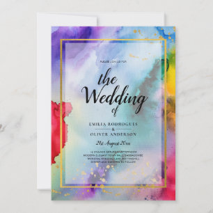 RAINBOW PRIDE WEDDING INVITATION Ink LeahG Kaart