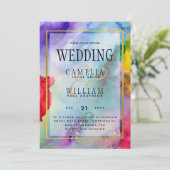 RAINBOW PRIDE WEDDING INVITATION Ink LeahG Kaart (Staand voorkant)