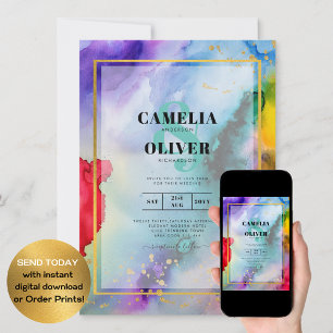 RAINBOW PRIDE WEDDING INVITATION Ink LeahG Kaart