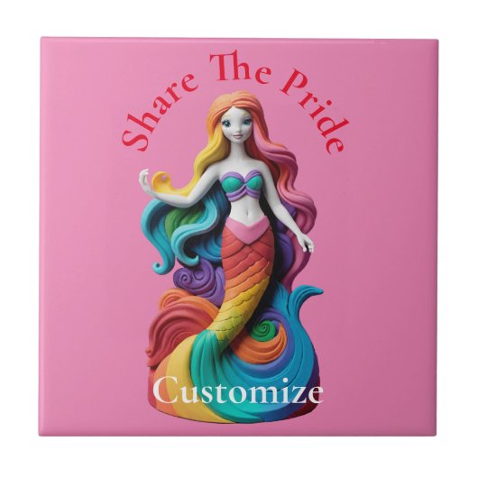 Rainbow Pride Zeemeermin Thunder_Cove Tegeltje (Voorkant)