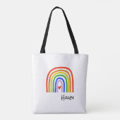 Rainbow Primaire kleuren Zwart Witte Aangepaste na Tote Bag (Achterkant)
