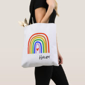 Rainbow Primaire kleuren Zwart Witte Aangepaste na Tote Bag (Dichtbij)
