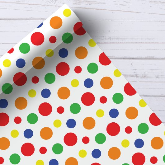 Rainbow Primary Polka Dots Pattern Cadeaupapier