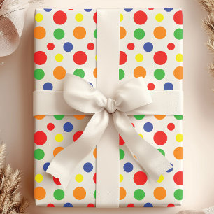 Rainbow Primary Polka Dots Pattern Cadeaupapier