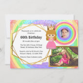 Rainbow prinses tiara 3 foto meisjes verjaardag kaart (Voorkant)