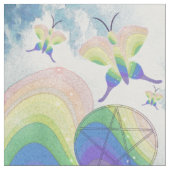 Rainbow Prism Butterfly Pentacle Stof (Close Up)