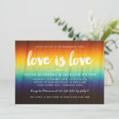 Rainbow Prism Love is Love Gay Engagement Party Kaart (Staand voorkant)