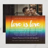 Rainbow Prism Love is Love Gay Engagement Party Kaart (Voorkant / Achterkant)