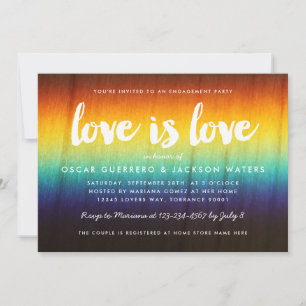 Rainbow Prism Love is Love Gay Engagement Party Kaart