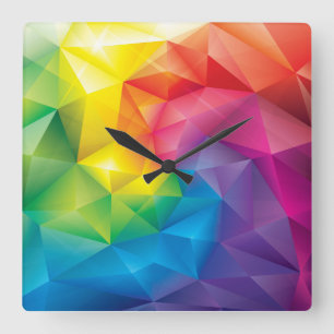 Rainbow Prism Square Wall klok