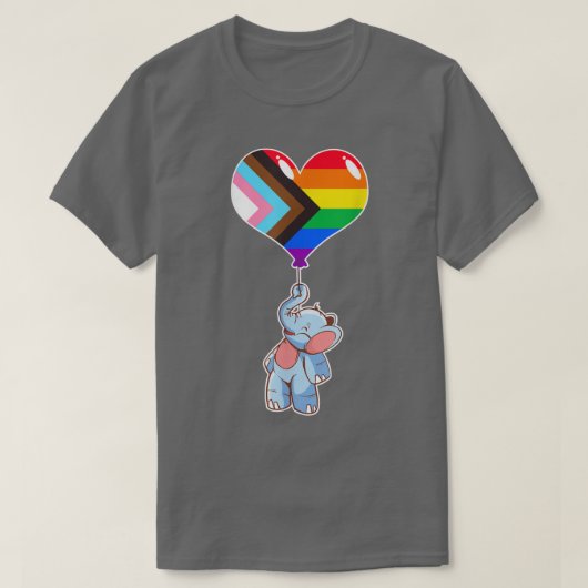 Rainbow Progress Elephant seual Identity Nonbina T-shirt (Design voorkant)