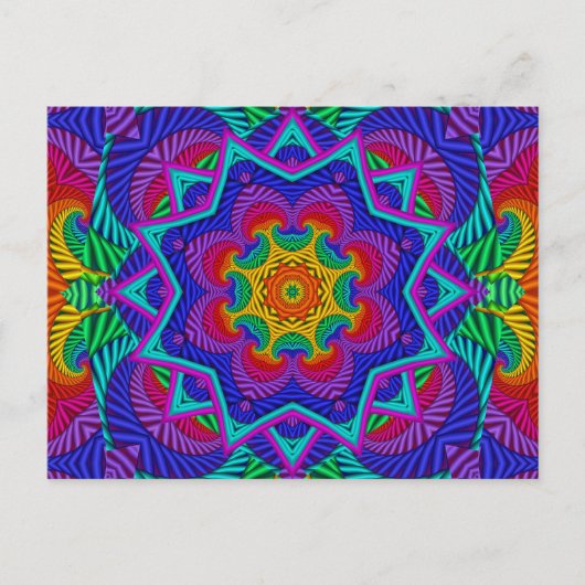 Rainbow Psychedelic Fractal Kaleidoscope Briefkaart (Voorkant)