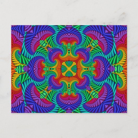 Rainbow  Psychedelic Fractal Kaleidoscope Briefkaart (Voorkant)
