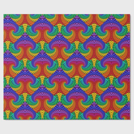 Rainbow  Psychedelic Fractal Kaleidoscope Cadeaupapier (Vlak)