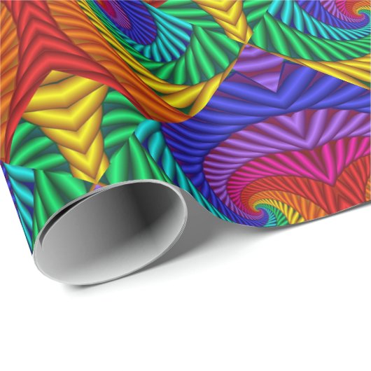 Rainbow Psychedelic Fractal Kaleidoscope Cadeaupapier (Rol Hoek)