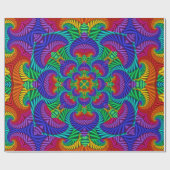 Rainbow  Psychedelic Fractal Kaleidoscope Cadeaupapier (Vlak)