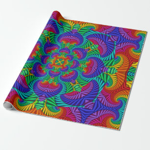 Rainbow  Psychedelic Fractal Kaleidoscope Cadeaupapier
