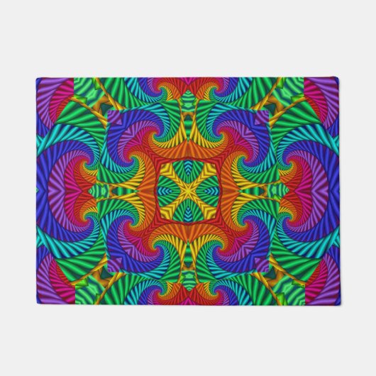 Rainbow Psychedelic Fractal Kaleidoscope Deurmat (Voorkant)