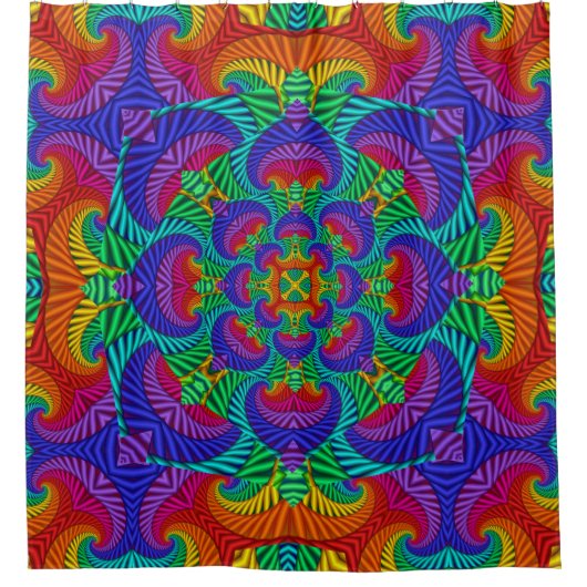 Rainbow Psychedelic Fractal Kaleidoscope Douchegordijn (Voorkant)